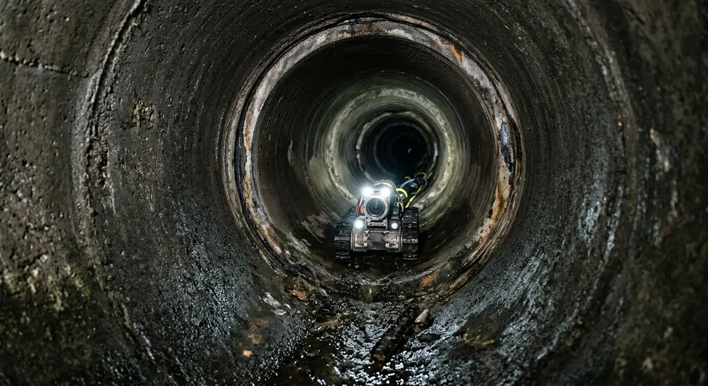 Robotic sewer camera inspecting pipe interior for Sewer Line Repair in Duxbury